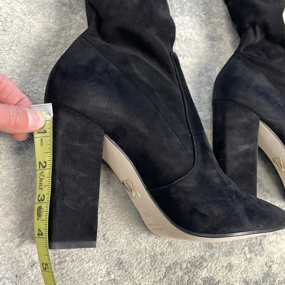 NIB Tamara Mellon Helmut Over The Knee Stretch Suede Boots Thigh Black 39.5